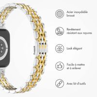 Selencia Bracelet en acier slim style Jubilee Apple Watch Series 1 à 9 / SE (38/40/41 mm) | Series 10 (42 mm) - Argent & Or