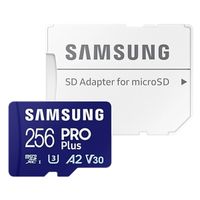 Samsung PRO Plus microSD 2023 - 256GB - Inclus un adaptateur SD - UHS-I/U3/Full HD/4K UHD