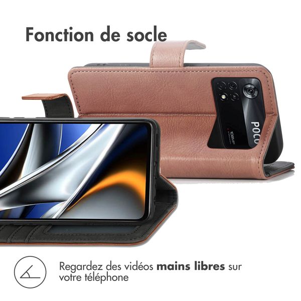 imoshion Étui de téléphone portefeuille Luxe Xiaomi Poco X4 Pro 5G - Brun