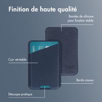 Accezz Porte-cartes en cuir magnétique - Compatible avec Apple Find My - Nightfall Blue