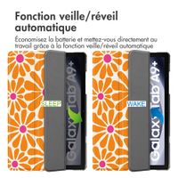 imoshion Coque tablette Design Trifold Samsung Galaxy Tab A11 Plus / A9 Plus - Orange Flower Connect