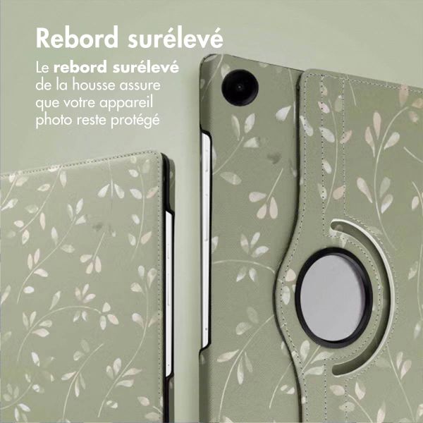 imoshion Coque tablette Design rotatif à 360° Samsung Galaxy Tab A9 Plus - Green Flowers