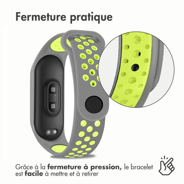 imoshion Bracelet sportif en silicone Xiaomi Mi Band 3 / 4 - Gris / Lime