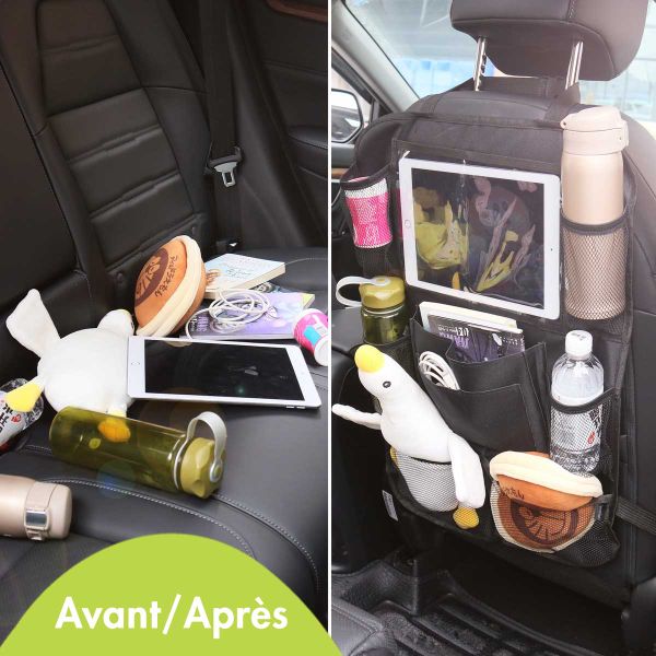 imoshion Organisateur de Siège de Voiture pour enfants - 9 compartiments - Inclut un support pour tablette - Noir