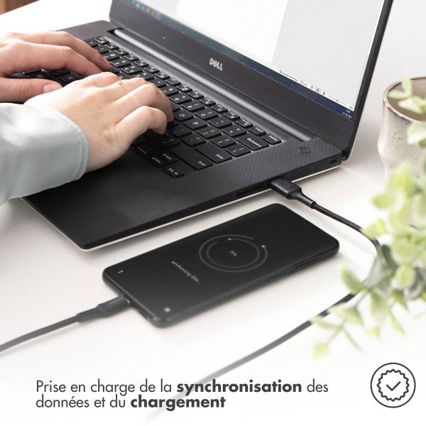 imoshion Braided USB-C vers câble USB-C - 2 mètre  - Noir