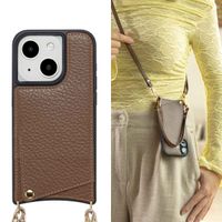 Selencia Coque de télephone Nova avec cordon et porte-cartes Apple iPhone 15 - Mocha Brown
