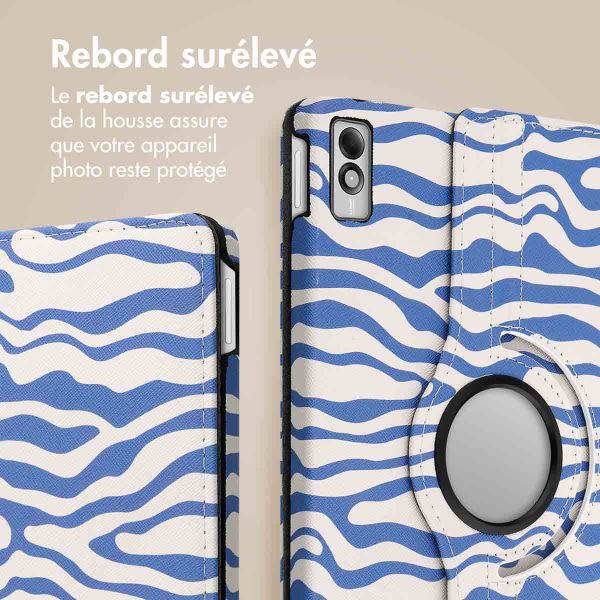 imoshion Coque tablette Design rotatif à 360° Lenovo Tab M10 5G - White Blue Stripes