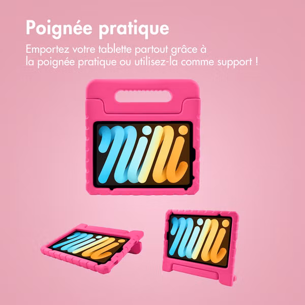 imoshion Coque kidsproof avec poignée Apple iPad Mini 7 (2024) / iPad Mini 6 (2021) - Rose
