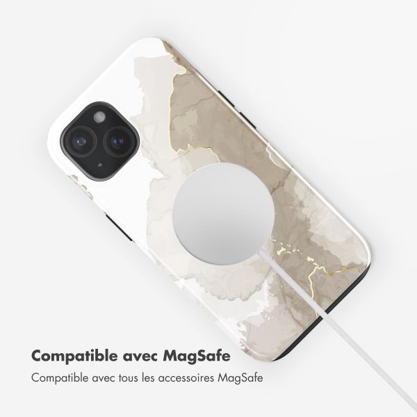 Selencia Coque arrière Vivid avec MagSafe Apple iPhone 15 - Marble Light Brown