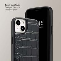 Selencia Coque Croco avec cordon et porte-cartes Nova iPhone 13 - Black