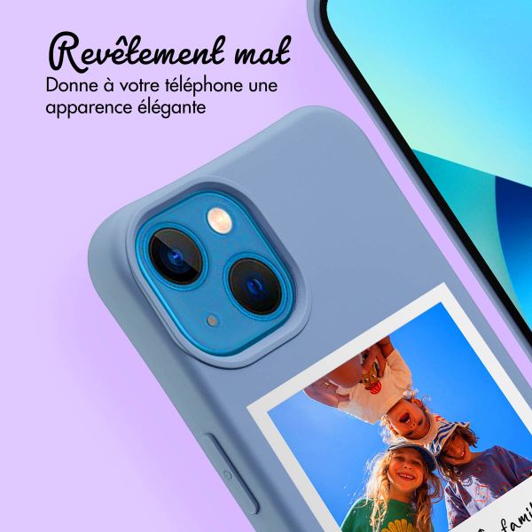 Coque de couleur personnalisée MagSafe avec cordon amovible et Polaroid iPhone 13 - Ash Blue