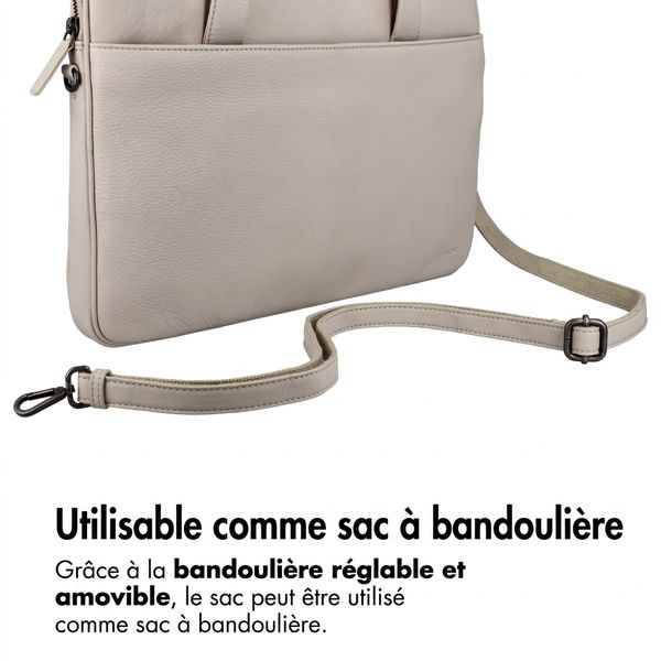 Accezz Leather Sac ordinateur 16 pouces - Beige