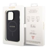 Guess Coque arrière Saffiano MagSafe iPhone 15 Pro Max - Noir