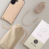 Selencia Coque de télephone Nova Croco avec cordon et porte-cartes Samsung Galaxy A37 (5G) - Beige