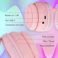 imoshion Casque pour enfants Bluetooth LED - Casque sans fil + Câble AUX - Rose