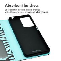 imoshion Étui de télephone portefeuille Design Motorola Moto G04 / G24 - Black Blue Stripes