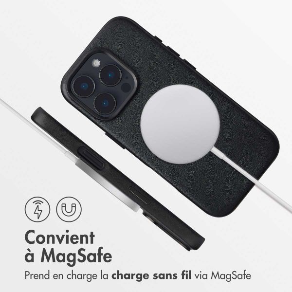 Accezz Coque arrière en cuir avec MagSafe iPhone 16 Pro - Onyx Black