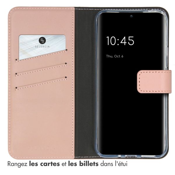 Selencia Étui de téléphone portefeuille en cuir véritable Samsung Galaxy A54 (5G) - Dusty Pink