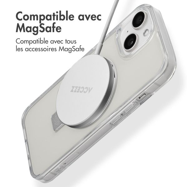 Accezz Coque Ring Stand avec MagSafe iPhone 15 - Transparent