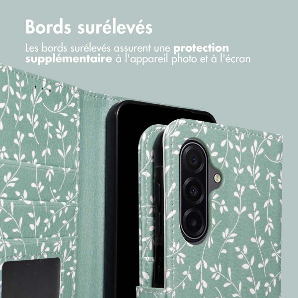 imoshion Étui de télephone portefeuille Design Samsung Galaxy A17 - Smoke Green Flowers