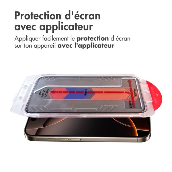 Accezz Protection d’écran en verre trempé avec filtre de confidentialité + Applicateur Apple iPhone 15 Pro