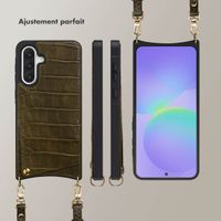 Selencia Coque de télephone Nova Croco avec cordon et porte-cartes Samsung Galaxy A36 - Dark Olive