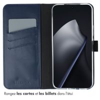 Selencia Étui portefeuille en cuir véritable Xiaomi 15T Pro - Bleu foncé
