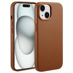 Accezz Coque arrière en cuir avec MagSafe iPhone 15 - Sienna Brown