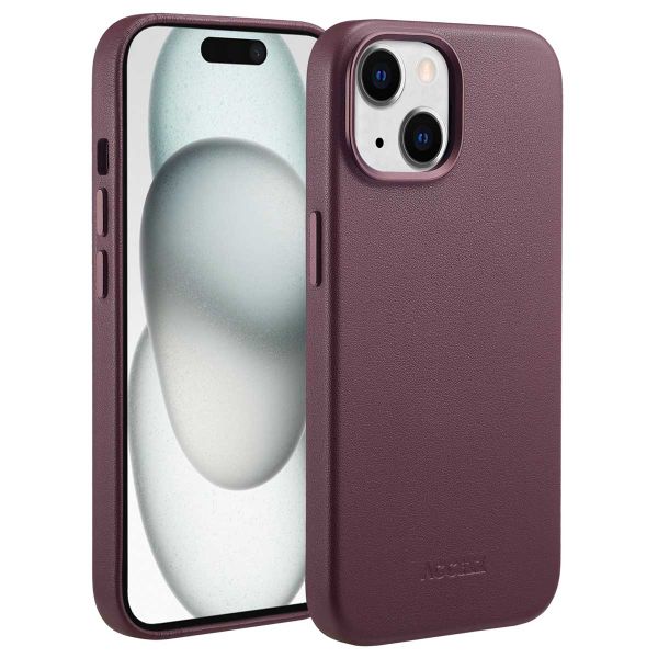 Accezz Coque arrière en cuir avec MagSafe iPhone 15 - Heath Purple