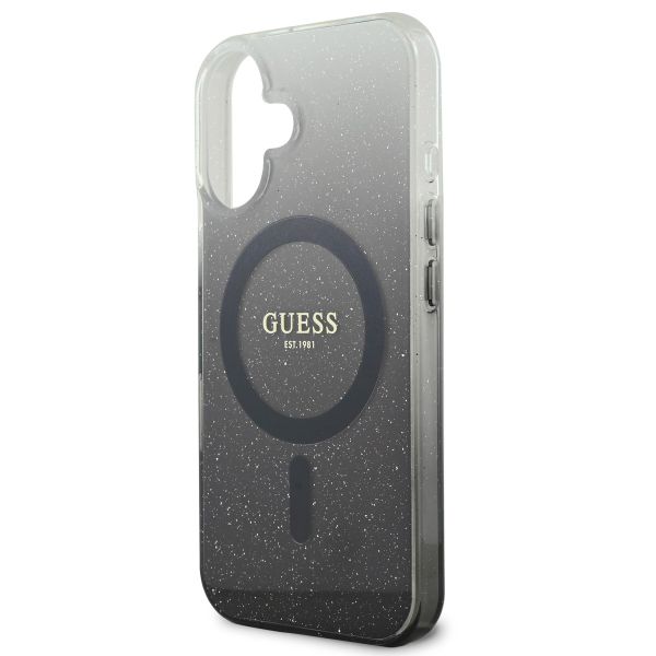 Guess Coque MagSafe IML Glitter Gradient iPhone 16 - Black