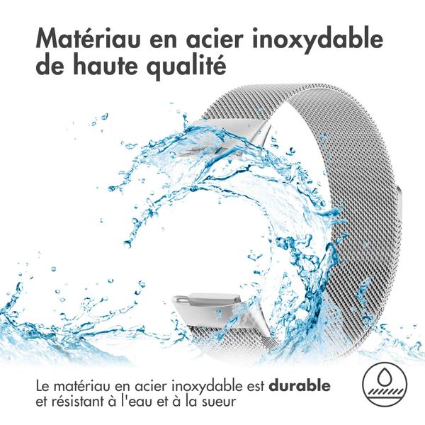 imoshion Bracelet magnétique milanais le Fitbit Charge 5 / Charge 6 - Taille M - Argent