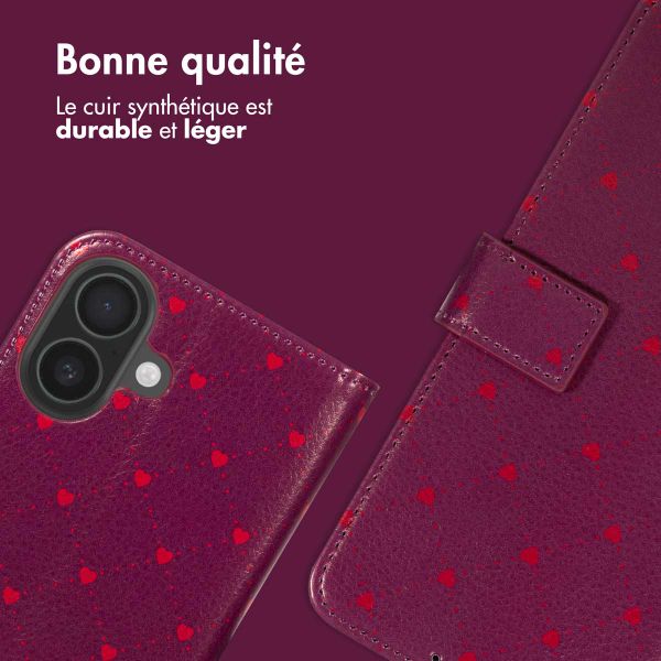 imoshion Étui de télephone portefeuille Design Apple iPhone 16 - Crush Check Coral Dust