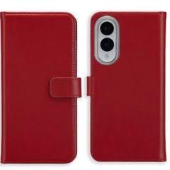 Selencia Étui portefeuille en cuir véritable Samsung Galaxy S25 Edge - Rouge