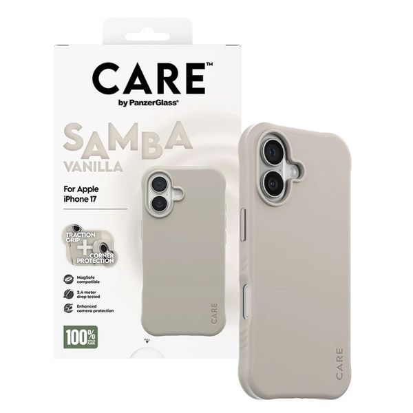 CARE by PanzerGlass Étui tendance Samba avec MagSafe Apple iPhone 17 - Vanilla Beige