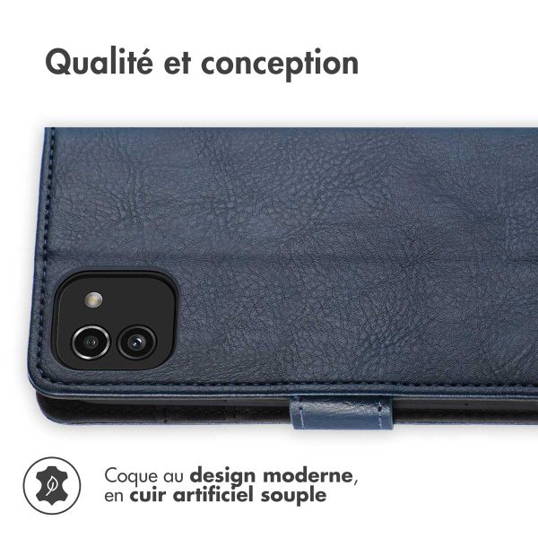 imoshion Étui de téléphone portefeuille Luxe Galaxy A03 - Bleu foncé