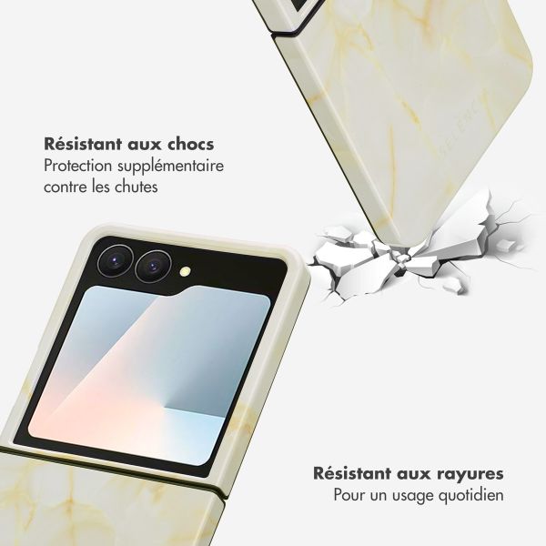 Selencia Coque arrière Vivid Samsung Galaxy Z Flip 7 - Golden Beige Marble