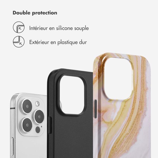 Selencia Coque arrière Vivid Tough iPhone 14 Pro - Chic Marble Gold