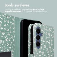 imoshion Étui de télephone portefeuille Design Samsung Galaxy S25 FE - Smoke Green Flowers