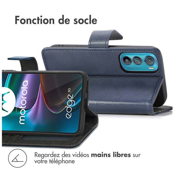 imoshion Étui de téléphone portefeuille Luxe Motorola Edge 30 - Bleu foncé