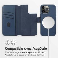 Accezz Étui de télephone portefeuille en cuir 2-en-1 avec MagSafe Apple iPhone 15 Pro Max - Nightfall Blue