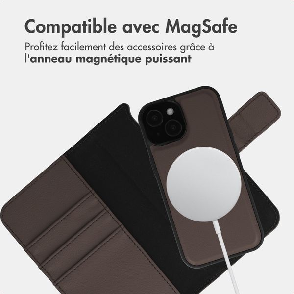imoshion Étui portefeuille luxe 2-en-1 amovible Apple iPhone 15 - Marron