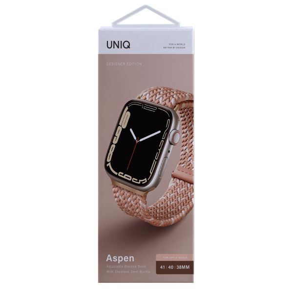 Uniq Bracelet tressé Aspen Designer Edition Apple Apple Watch Series 1 á 9 / SE (38/40/41 mm) | Series 10 (42 mm) - Rose Agrume