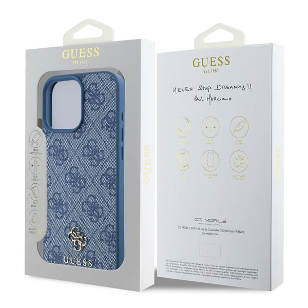 Guess Coque 4G Metal Logo MagSafe iPhone 16 Pro Max - Bleu