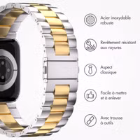 imoshion Bracelet en acier Apple Watch Series 1 á 9 / SE (38/40/41 mm) | Series 10 / 11 (42 mm) - Argent / Dorée