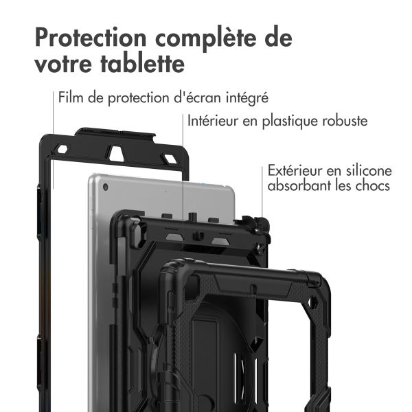 Accezz ﻿Coque arrière robuste avec bandoulière iPad 9 (2021) 10.2 pouces / iPad 8 (2020) 10.2 pouces / iPad 7 (2019) 10.2 pouces - Noir