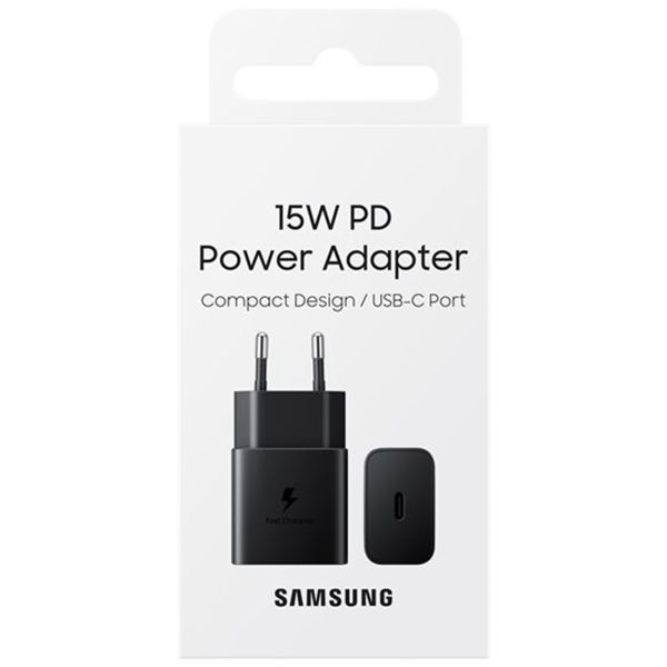 Samsung ﻿Adaptateur secteur original - Chargeur - Connexion USB-C - Charge rapide - 15W - Noir