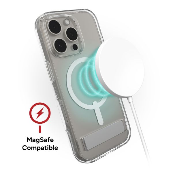 ZAGG Coque Crystal Palace Snap KickStand avec MagSafe iPhone 16 Pro - Transparent