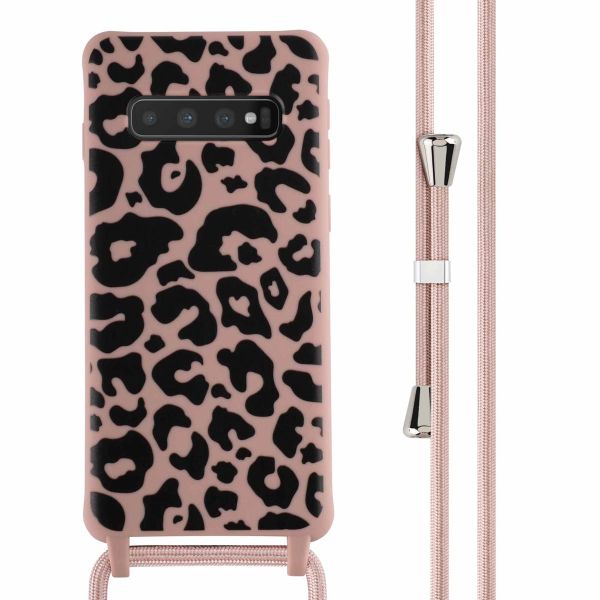 imoshion Coque design en silicone avec cordon Samsung Galaxy S10 - Animal Pink