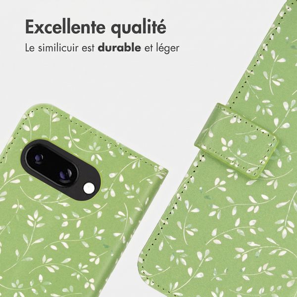 imoshion Étui de télephone portefeuille Design Google Pixel 9A - Green Flowers