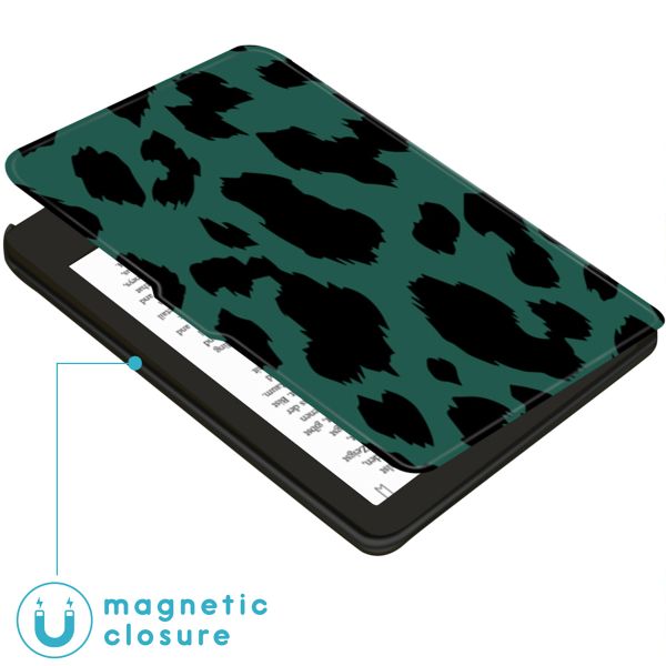 imoshion Étui de liseuse portefeuille design Slim Hard Tolino Shine 4 - Green Leopard